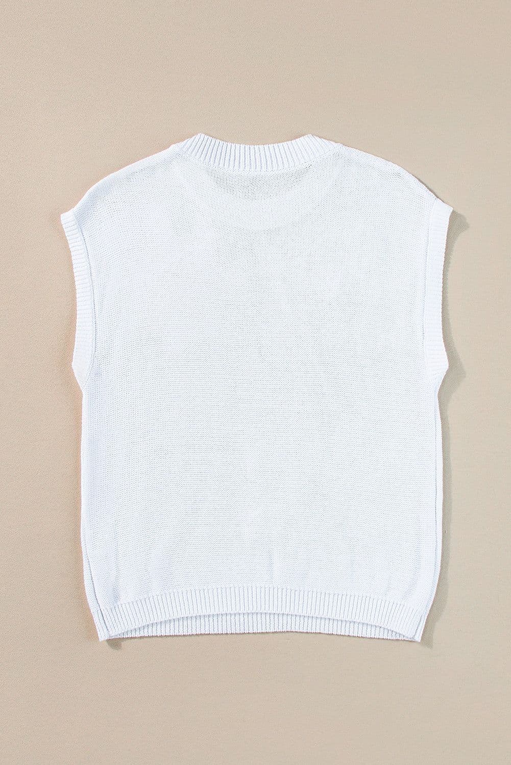 image-Crochet Flower Knit Sweater - White Short Sleeve