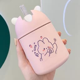 image-Insulation Cup Girls Cute Student With Straw Bag Water Cup