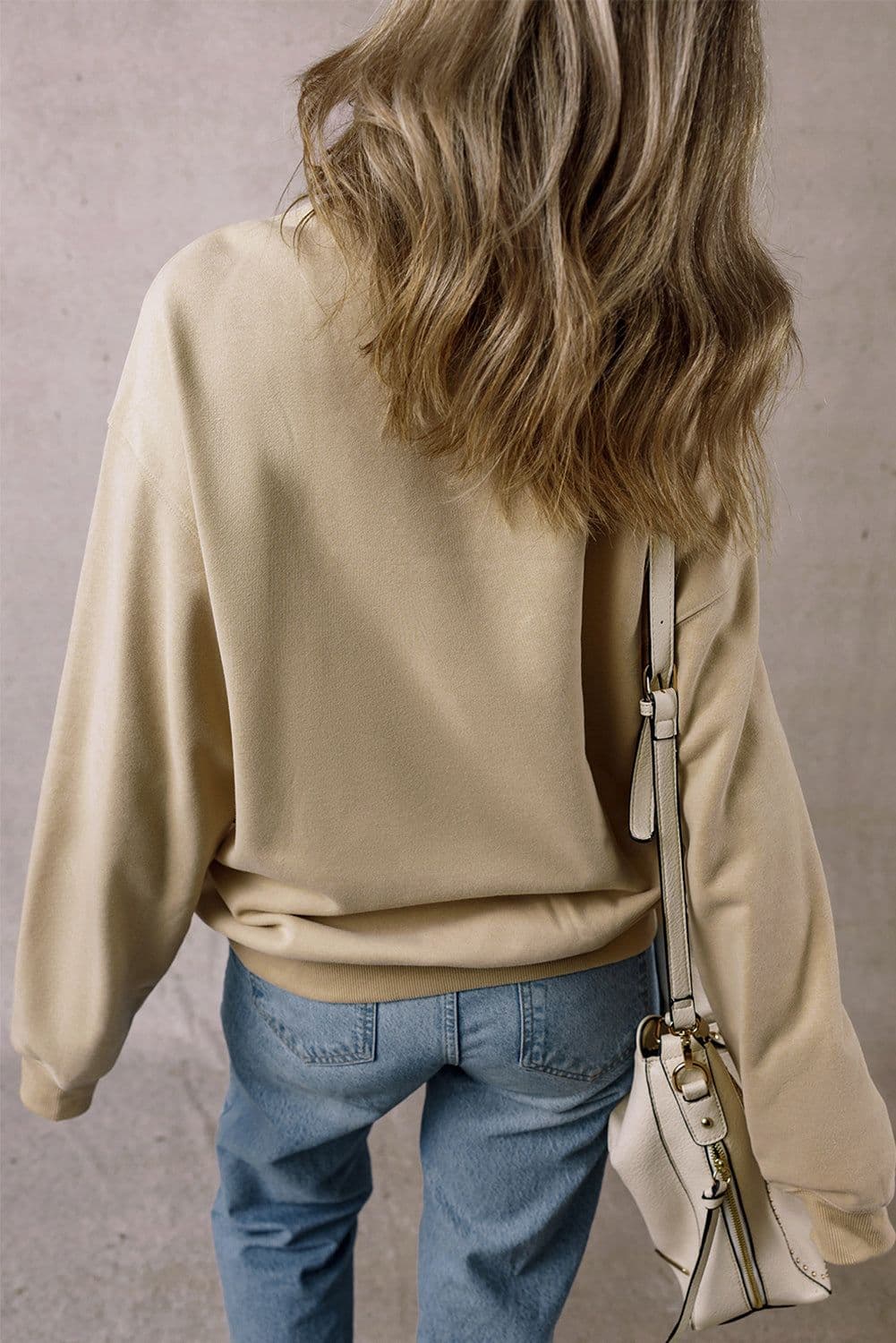 image-Embroidered Drop Shoulder Sweatshirt - Thankful Design