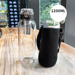 image-Bounce Cover Glass Water Cup With Cup Cover Portable Large Capacity