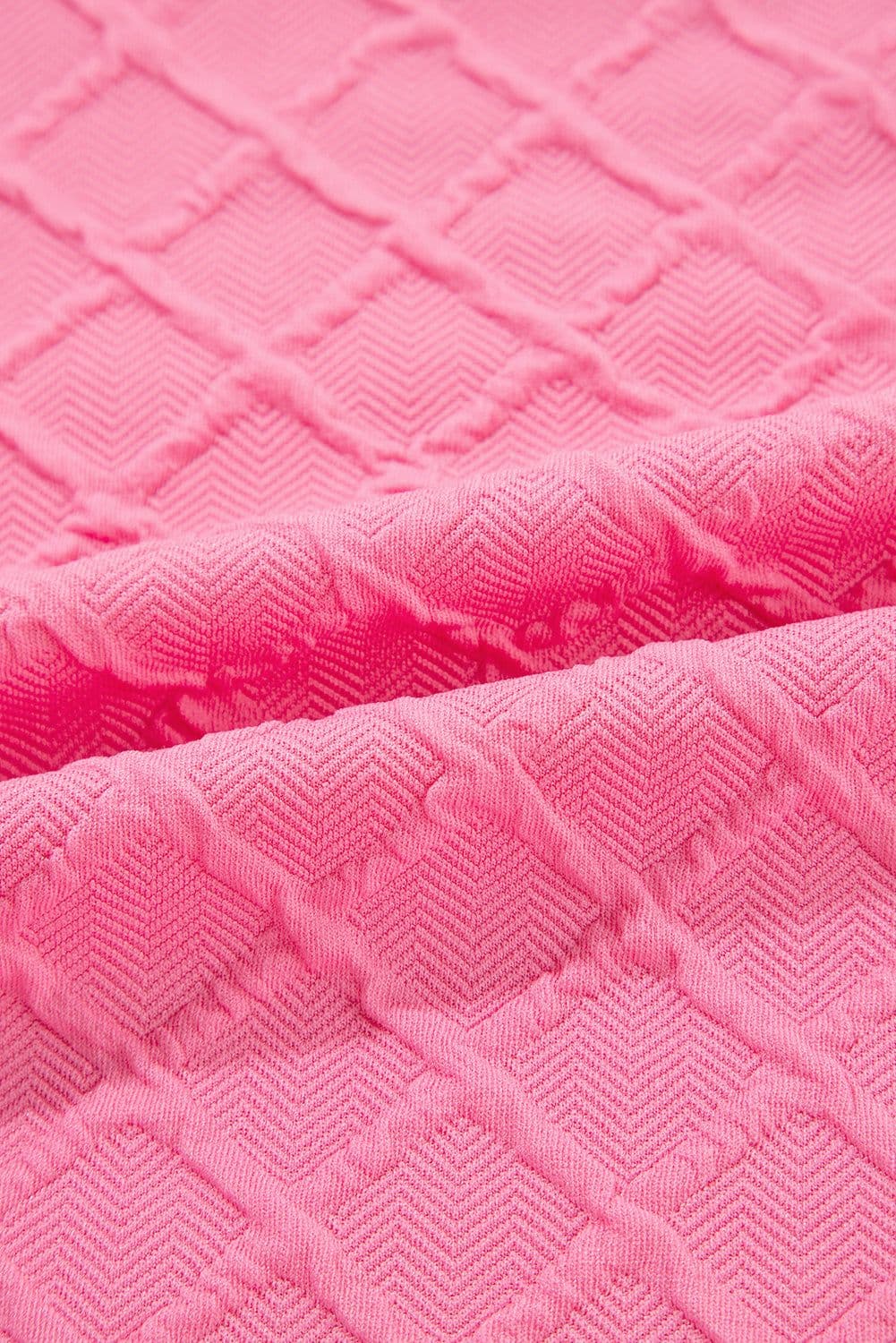 image-Sachet Pink Checkered Textured Tee and Drawstring Shorts