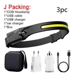 image-COB LED Induction Riding Headlamp Flashlight USB Rechargeable Waterproof Camping Headlight With All Perspectives Hunting Light