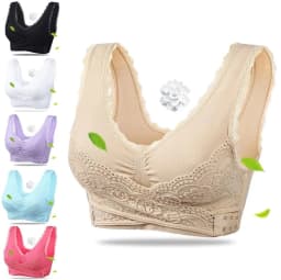 image-Front Cross Side Buckle Lace Side Non-Wire Sports Fitness Bra