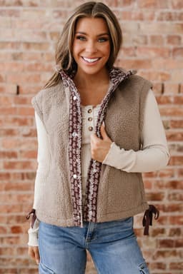 image-Goat Side Bows Sherpa Fleece Vest