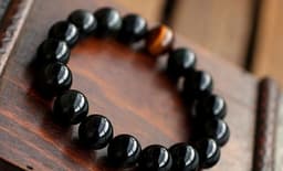image-Natural Black Onyx With Stone Tiger Eyes Energy Bracelet