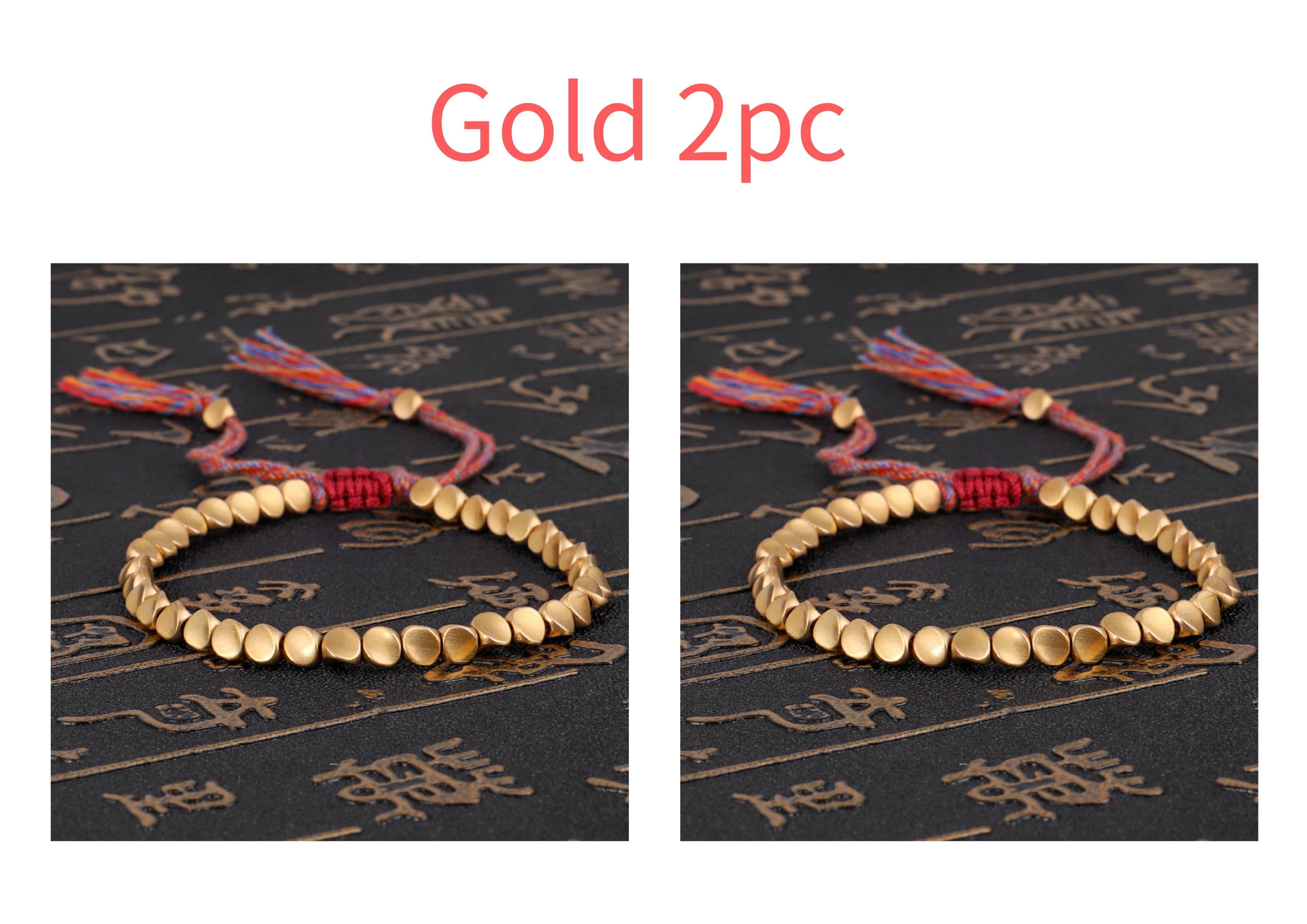 image-Handmade Tibetan Buddhist Bracelets On Hand Braided Copper Beads Lucky Rope Bracelet & Bangles For Women Men