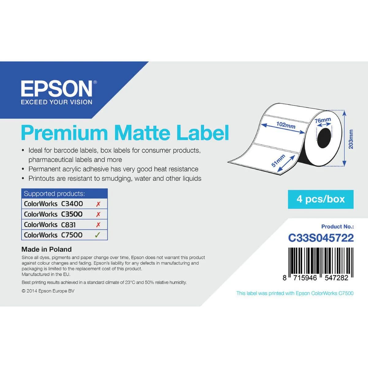 image-Printer Labels Epson C33S045722 White (1 Unit)