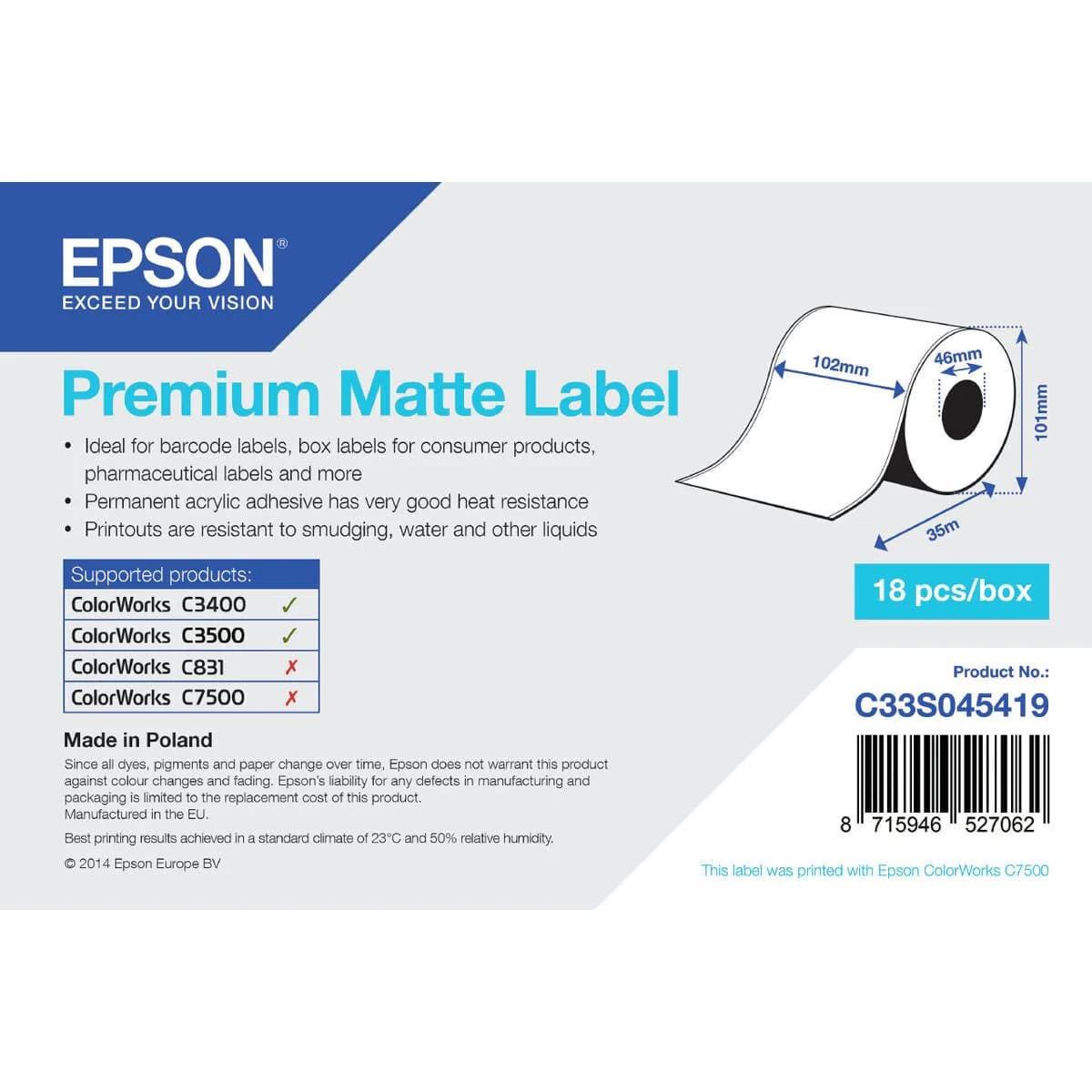 image-Thermal Paper Roll Epson C33S045419 (1 Unit)