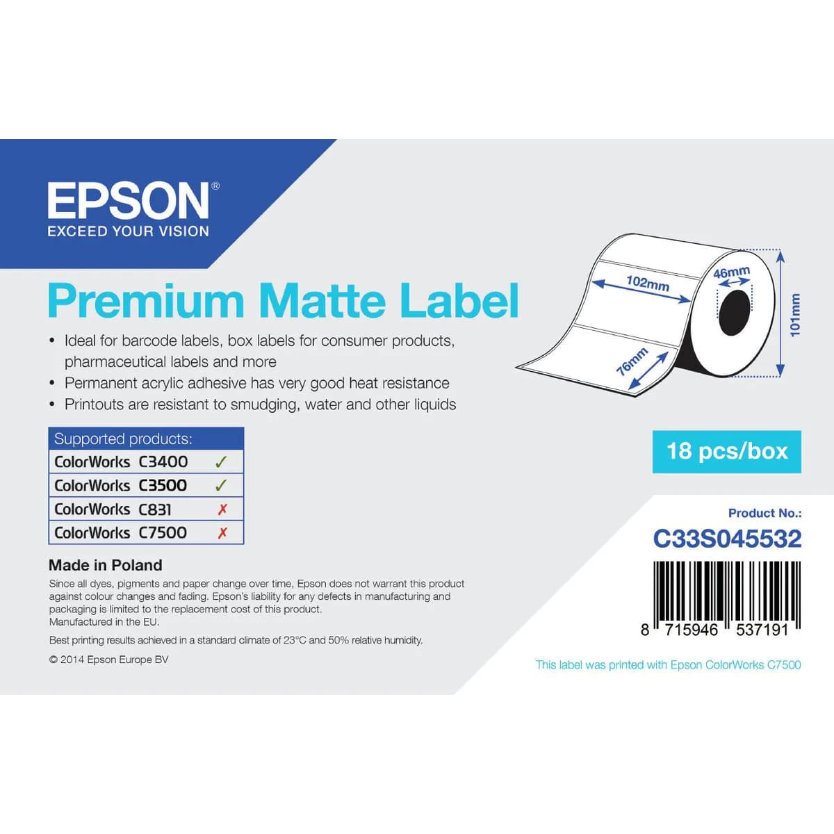 image-Printer Labels Epson C33S045532 White