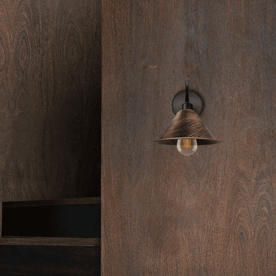 image-Brushed Copper Vintage Wall Light Fixture Black Wall Sconce Wall Mounted Swan Neck Cone Shape Shade