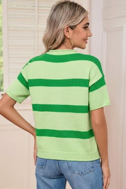 image-Green Stripe Oh for Lucks Sake St Patricks Day Short Sleeve Sweater