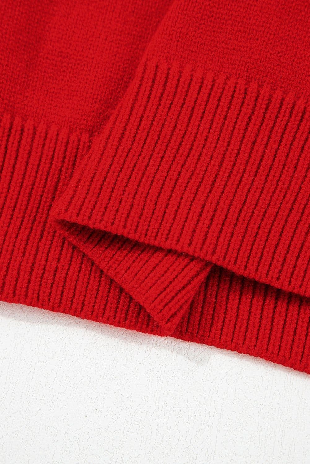 image-Red Snowflake Christmas Turtleneck Sweater