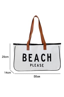 image-Beach Please Canvas Tote Bag - White Large 50cm
