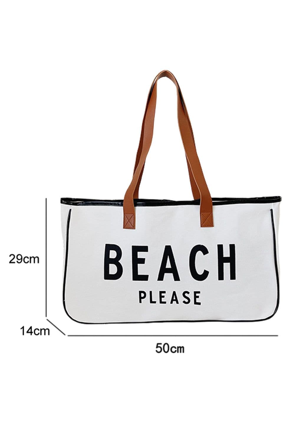 image-Beach Please Canvas Tote Bag - White Large 50cm