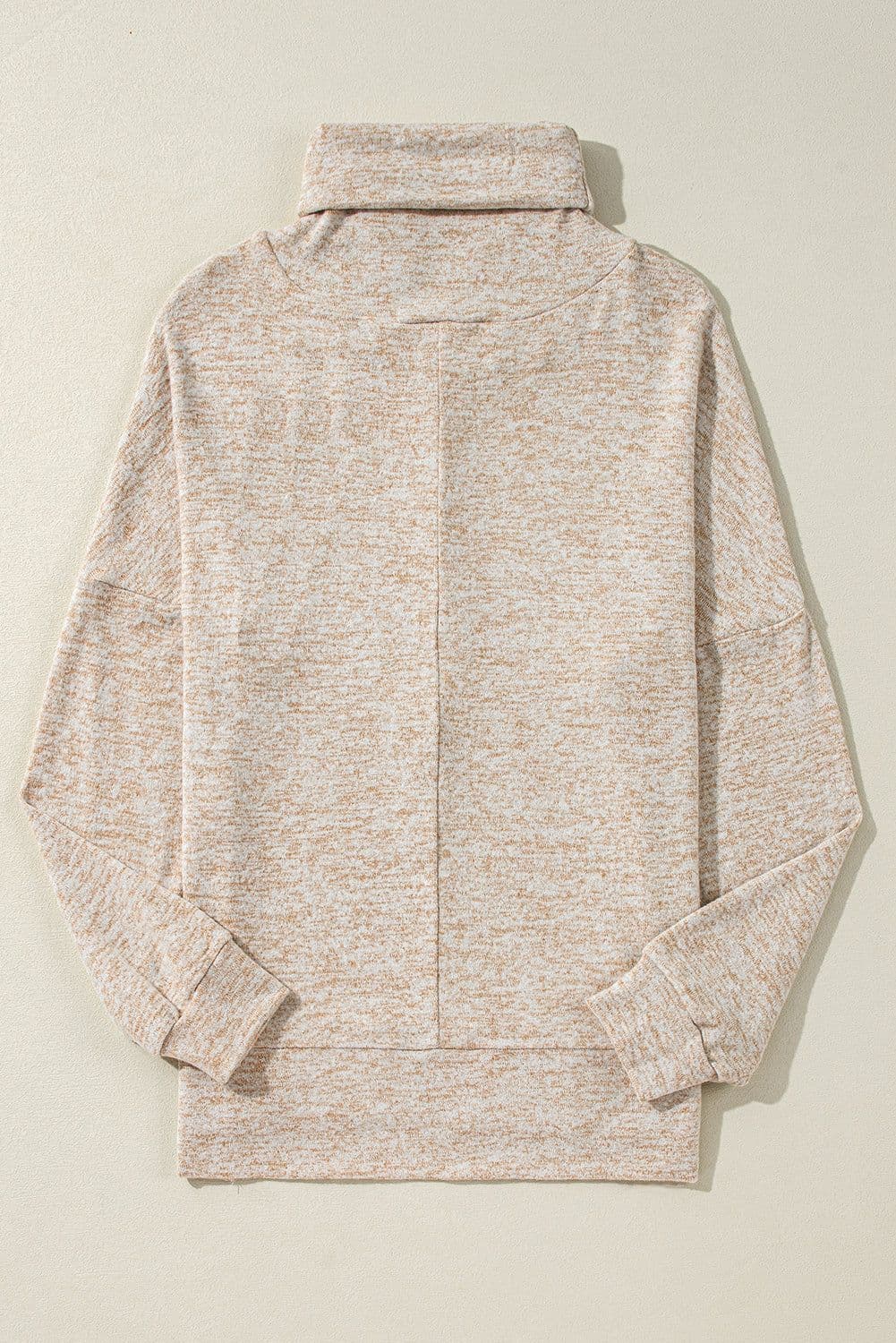image-Apricot Drawstring Cowl Neck Long Sleeve Split Top
