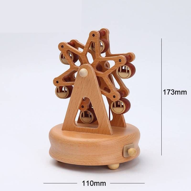 image-Wooden building model music box birthday gift
