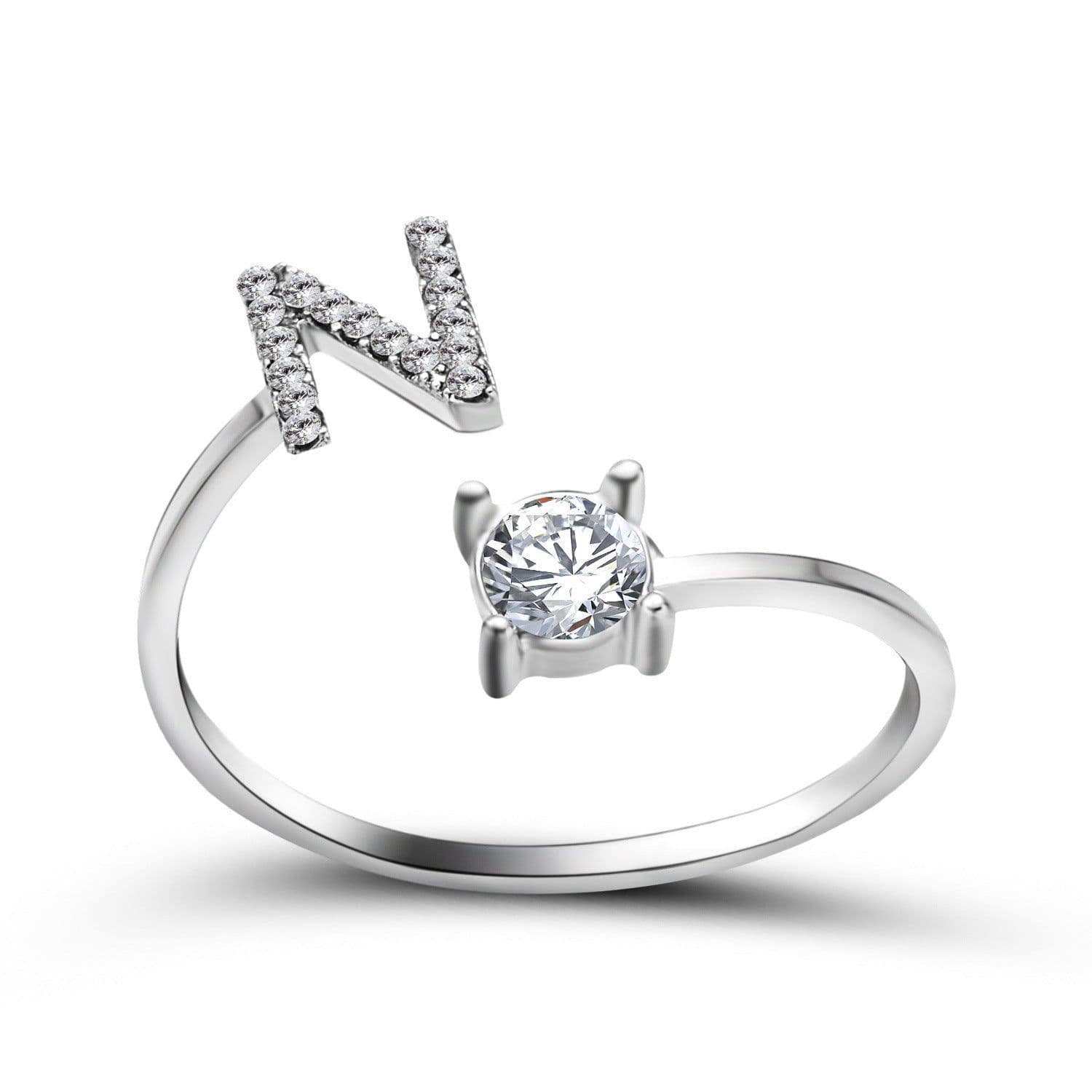 image-New Design Adjustable 26 Initial Letter Ring Fashion Jewelry For Women Simple Elegant Jewelry