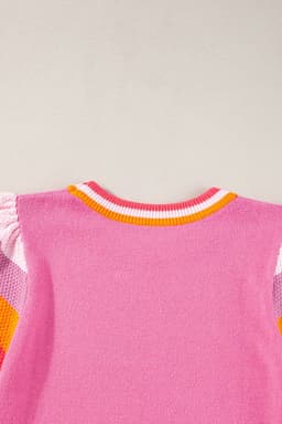 image-Turquoise Flutter Sleeve Knit Sweater