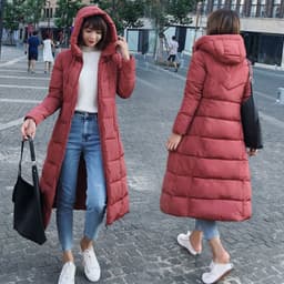 image-Women's thick over-the-knee plus size cotton coat
