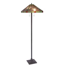 image-CHLOE Lighting INNES Tiffany-style Blackish Bronze 2 Light Victorian Floor Lamp 18" Shade