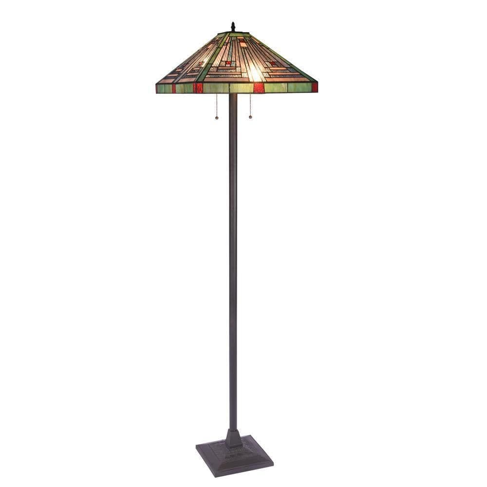 image-CHLOE Lighting INNES Tiffany-style Blackish Bronze 2 Light Victorian Floor Lamp 18" Shade