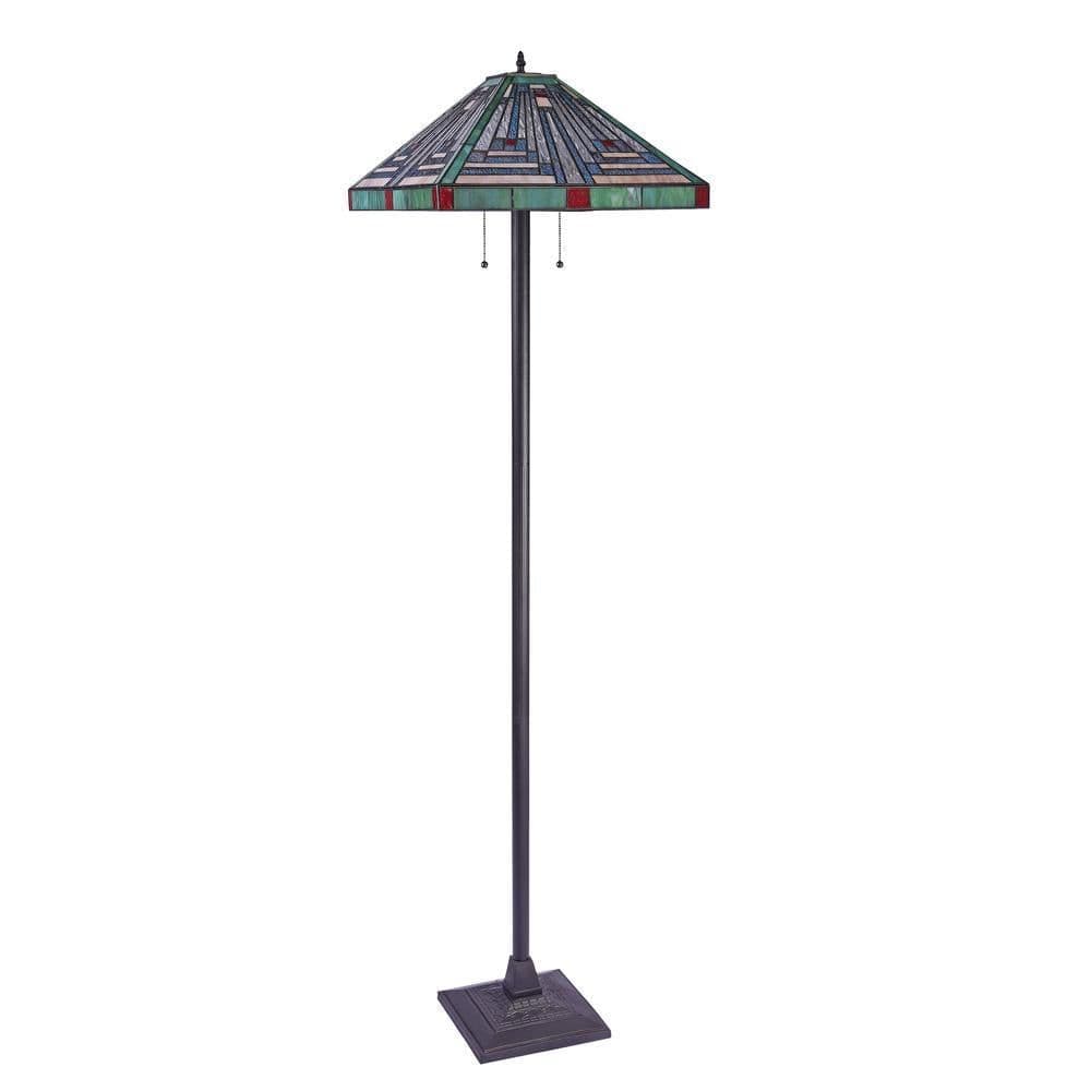 image-CHLOE Lighting INNES Tiffany-style Blackish Bronze 2 Light Victorian Floor Lamp 18" Shade