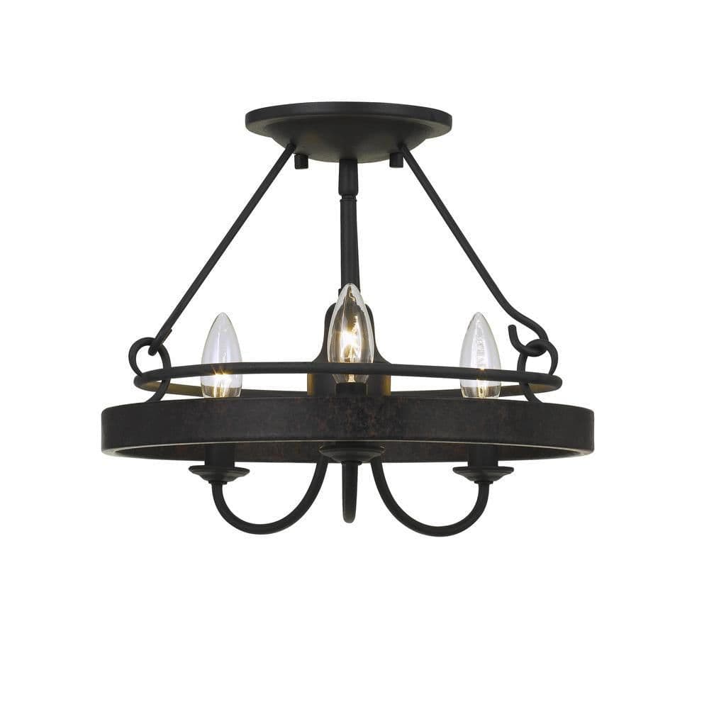 image-60W X 3 Helena Metal 2 In 1 Pendant/Semi Flush Mount Fixture