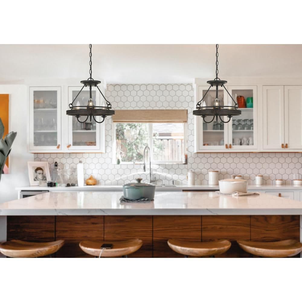 image-60W X 3 Helena Metal 2 In 1 Pendant/Semi Flush Mount Fixture