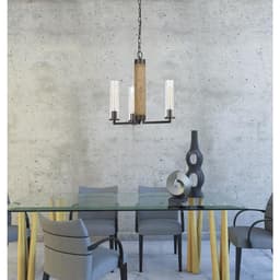 image-60W X 3 Silverton Metal/Wood 3 Light Chandelier
