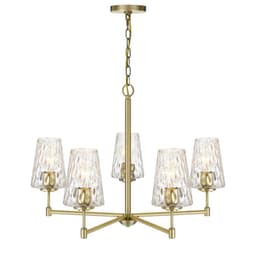 image-60W x 5 Crestwood metal chandelier with textured glass shades