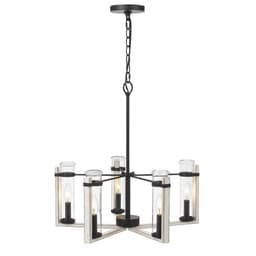 image-60Wx 5 Olivette metal chandelier with glass shade