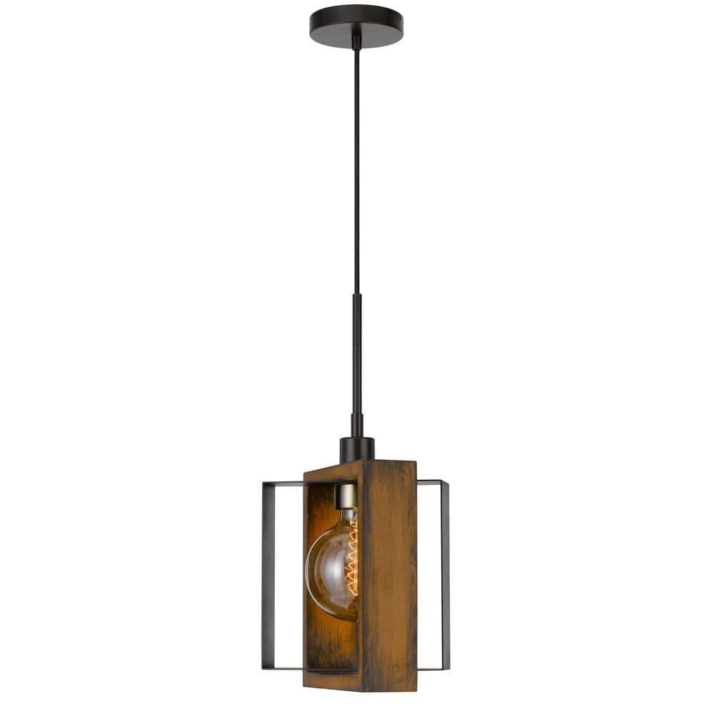 image-60W Agrigento pine wood/metal mini pendant fixture (Edison bulb INCLUDED)