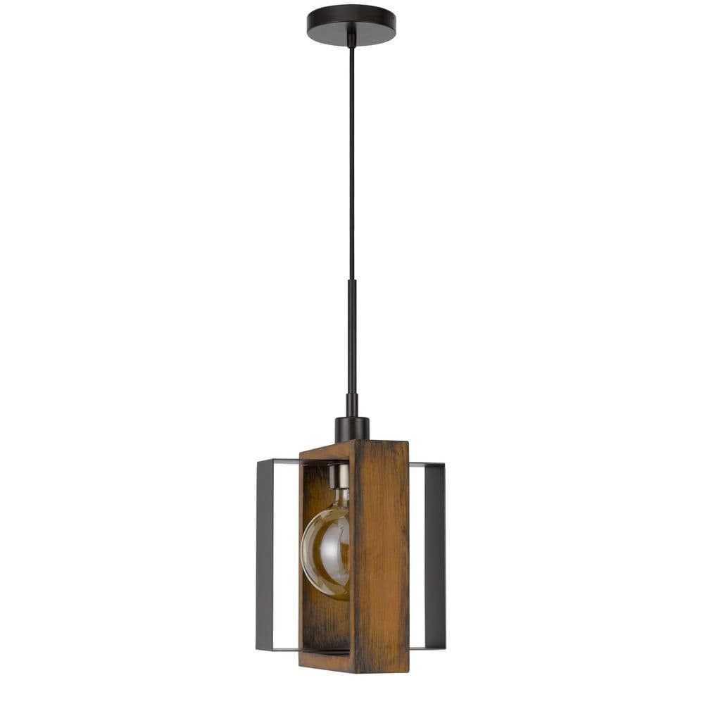 image-60W Agrigento pine wood/metal mini pendant fixture (Edison bulb INCLUDED)