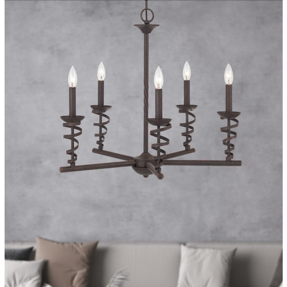 image-60W x 5 Forbach metal chandelier (Edison Bulbs are included)