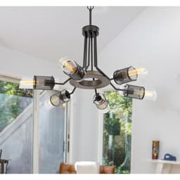 image-60W x 6 Savona pine wood/metal chandelier