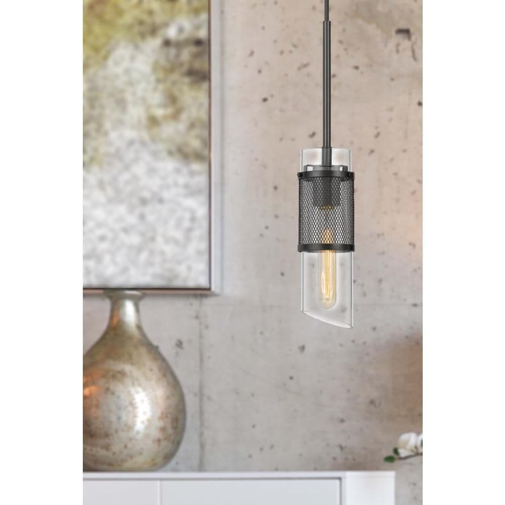 image-60W Savona double layer glass/metal mini pendant with mesh metal shade