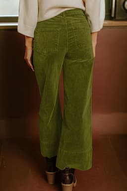 image-Burgundy Corduroy High Waist Wide Leg Pants