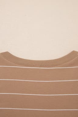 image-Khaki Stripe Casual Short Sleeve Side Slit Maxi T Shirt Dress