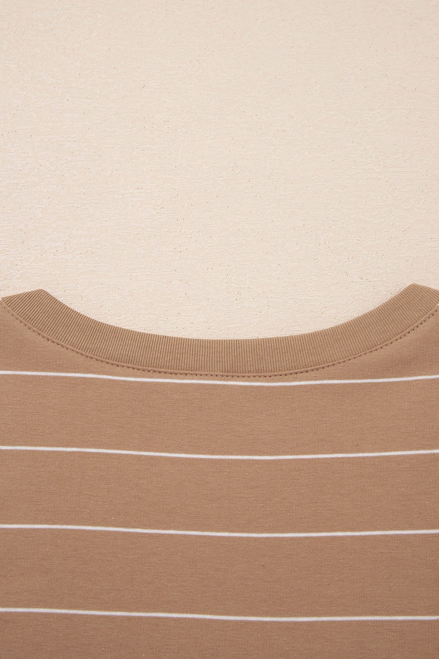 image-Khaki Stripe Casual Short Sleeve Side Slit Maxi T Shirt Dress