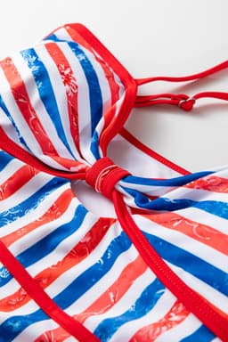 image-Red July 4th Stripes Star Floral Cutout Swimsuit