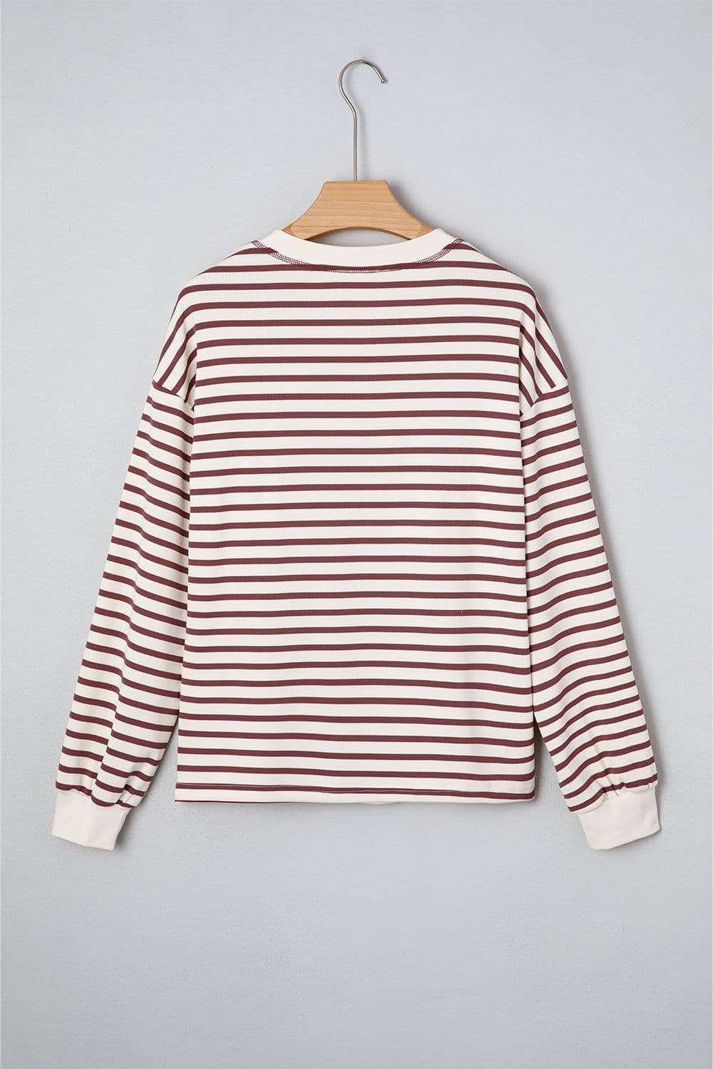image-Red Dahlia Striped Henley Top Long Sleeve