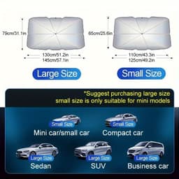 image-Foldable Car Windshield Sunshade Umbrella, Keep Vehicle Cool, Block UV Rays Protect Car Interior, Easy To Store And Use Heat Reduction, UV Protection, Easy Install - Universal Fit, Durable Material