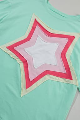 image-Moonlight Jade Colorblock Star Patched Half Sleeve Tee