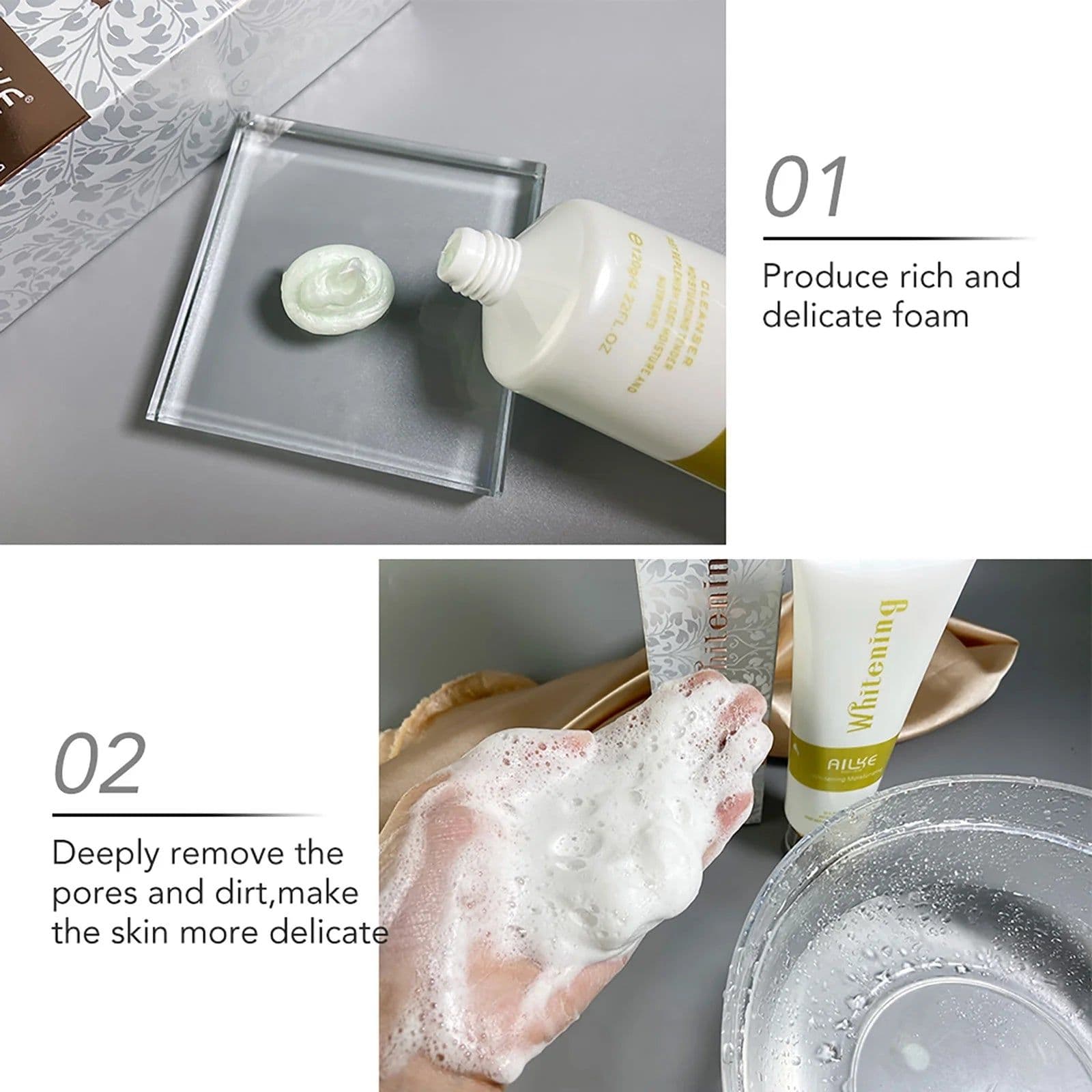 image-AILKE Whitening Anti-Aging Face Wash, Reduce Wrinkles, Pimples, Oily Skin, Deeply Cleanses & Removes Impurities Facial Cleanser