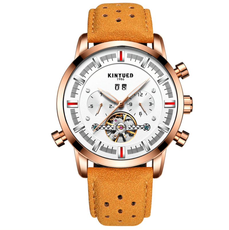 image-Leather Strap Watch With Large Dial For Men