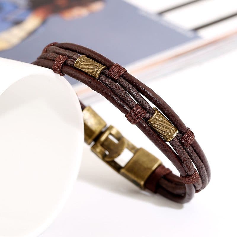 image-Leather Bracelet - Braided Geometric Unisex