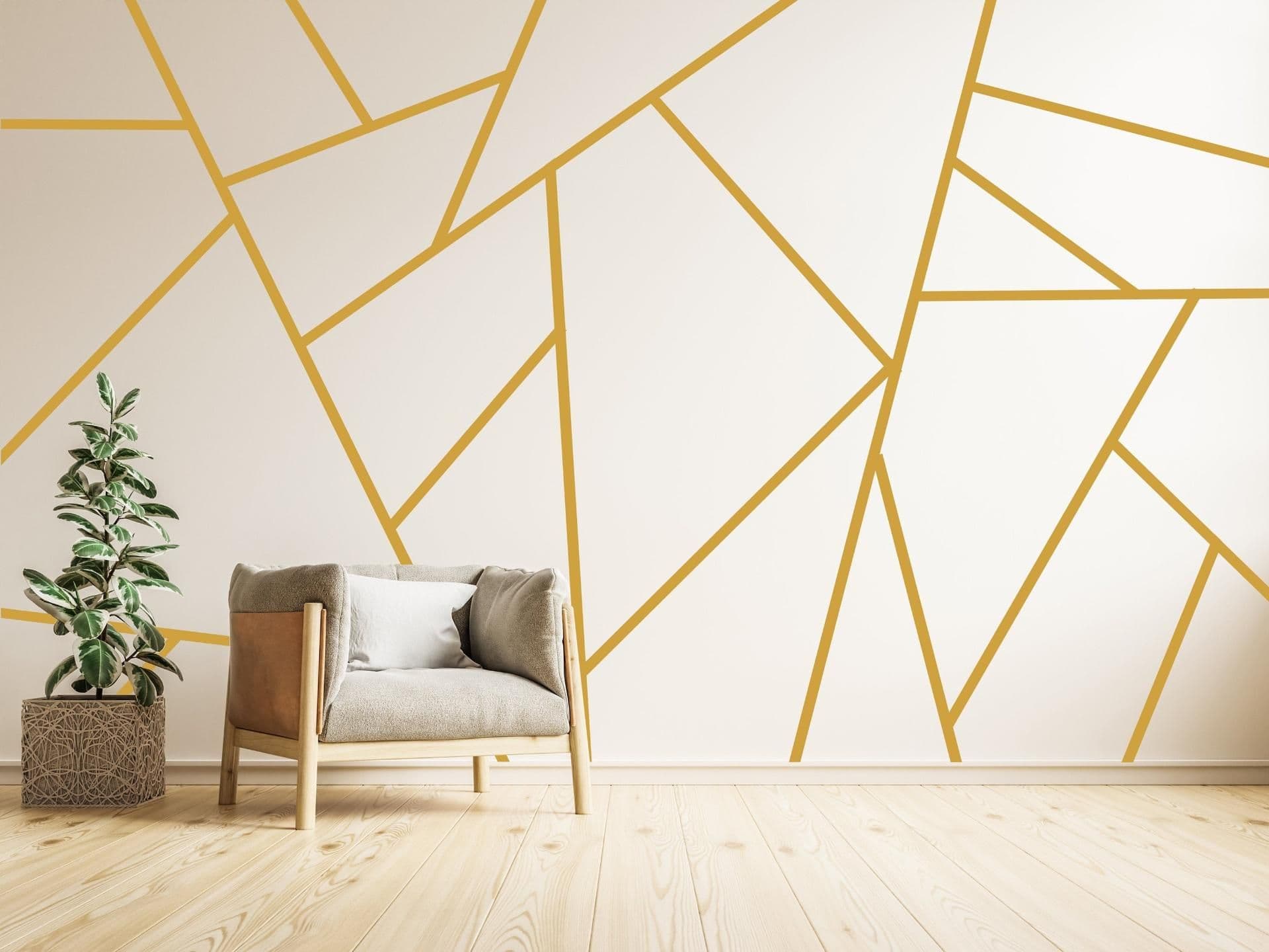 image-Gold Thin Line Stickers - Geometric Peel And Stick Stripe Wall Decals For Bedroom Decor