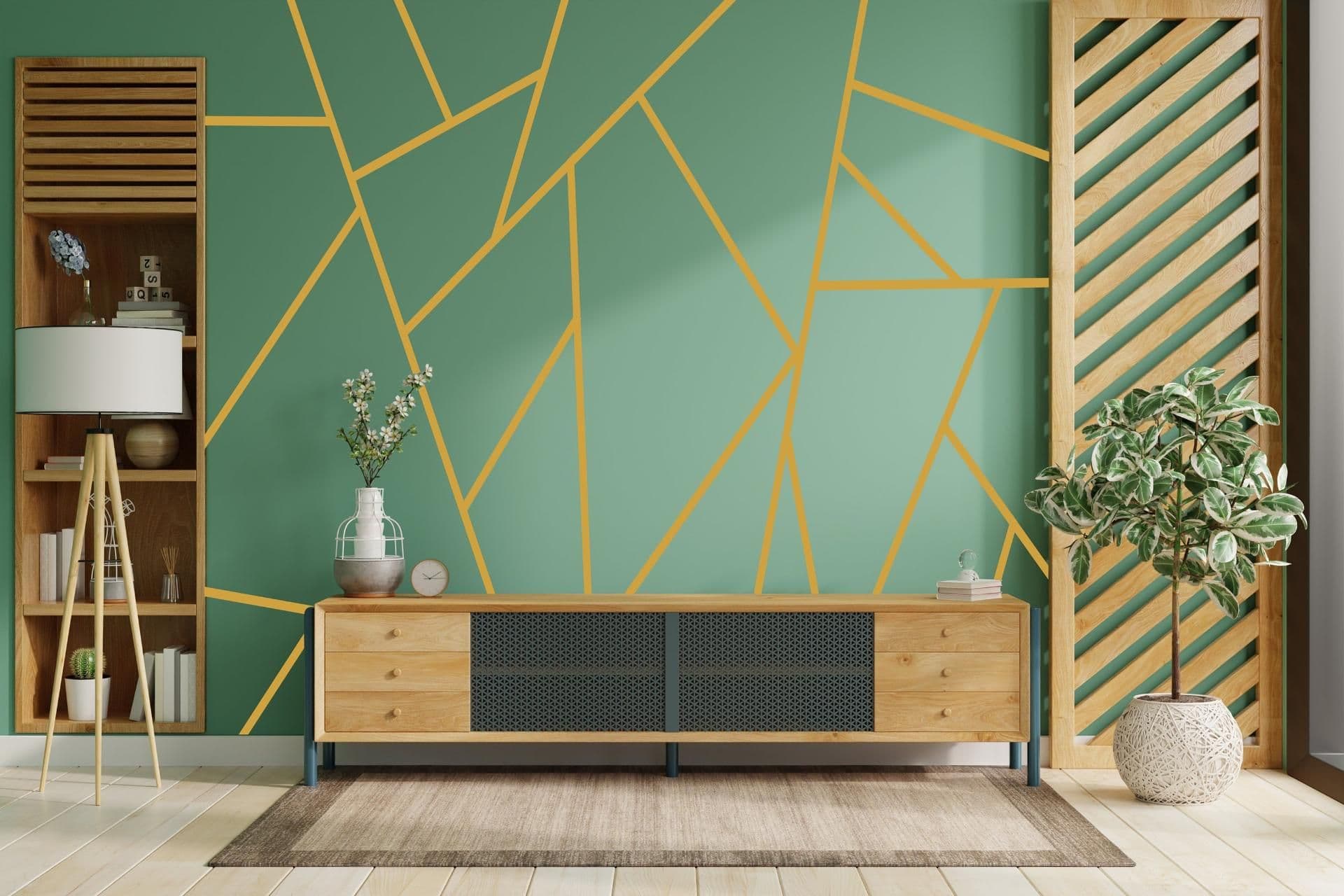 image-Gold Thin Line Stickers - Geometric Peel And Stick Stripe Wall Decals For Bedroom Decor