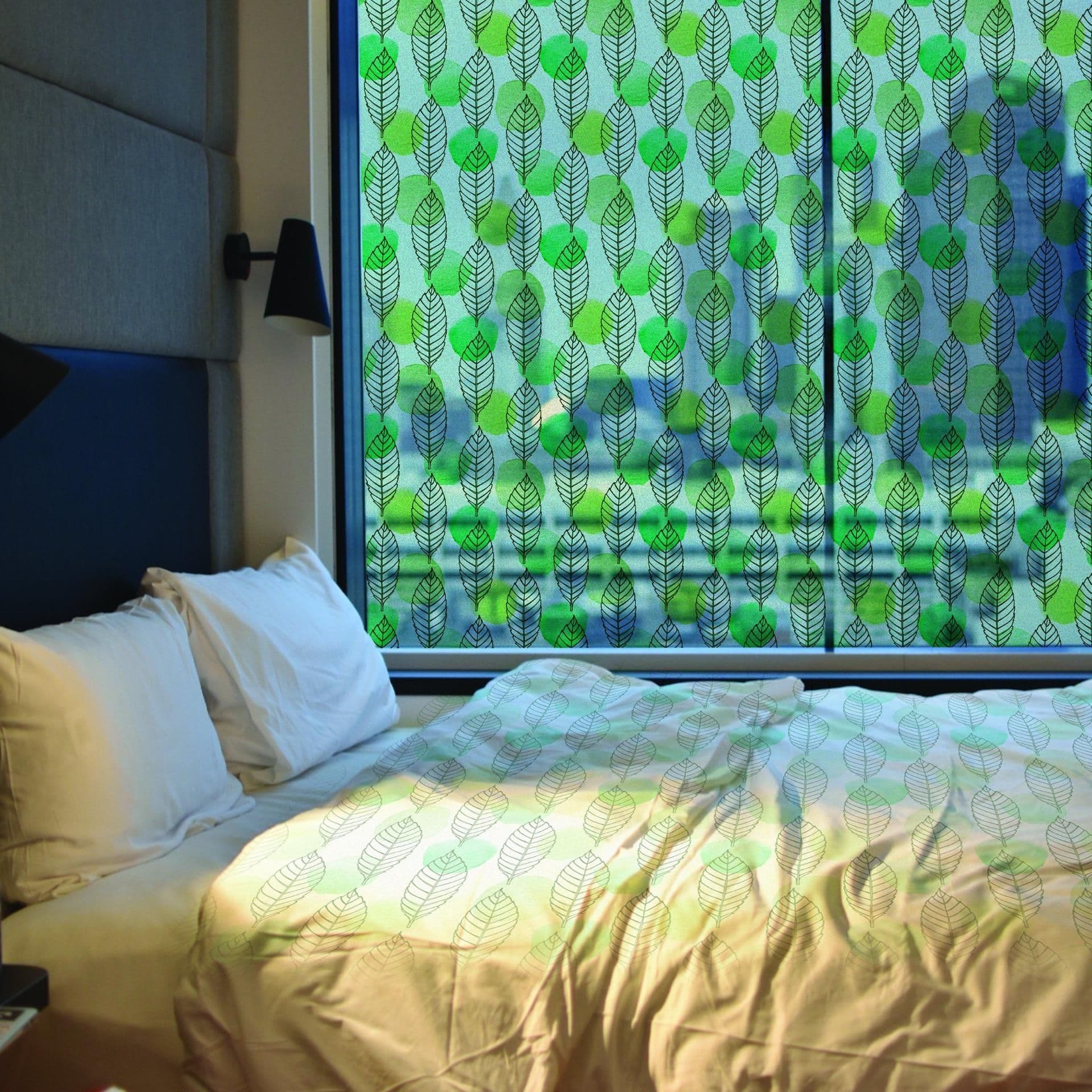 image-Leaf Window Privacy Glass Film - Frosted Etched Decorative Sticker For Covering Door