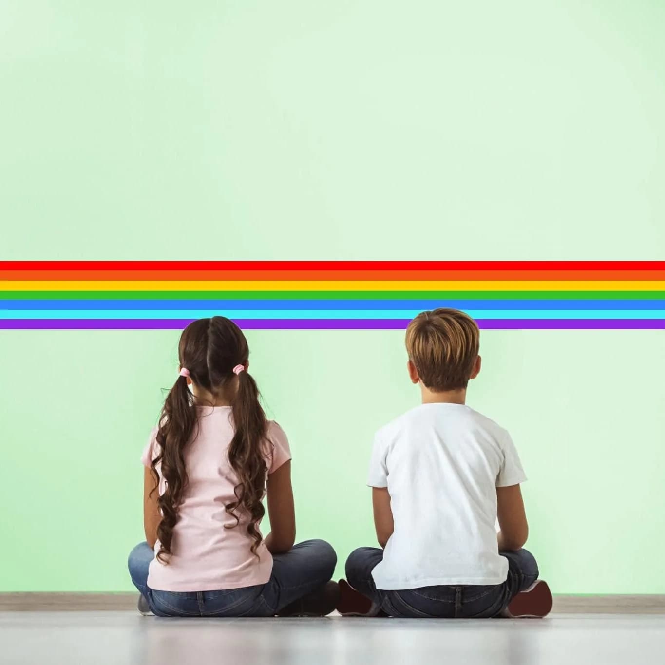 image-Rainbow Border Sticker - Ranbows Theme Stick Stripe Tape Decor